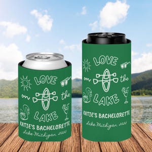 Personalized Lake Bachelorette Can Cooler: Bridal Party Favor
