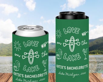 Personalized Lake Bachelorette Can Cooler: Bridal Party Favor