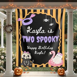 Gobelin na przyjęcie urodzinowe Summerween, jeden upiorny gość, dekoracja na pierwsze urodziny chłopca lub dziewczynki, baner na drugie urodziny, dwie upiorne osoby, impreza halloweenowa dla dzieci