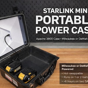 Starlink Mini Portable Case & Battery Power Solution | Apache 3800 - Milwaukee or DeWalt Hot-Swap Ready
