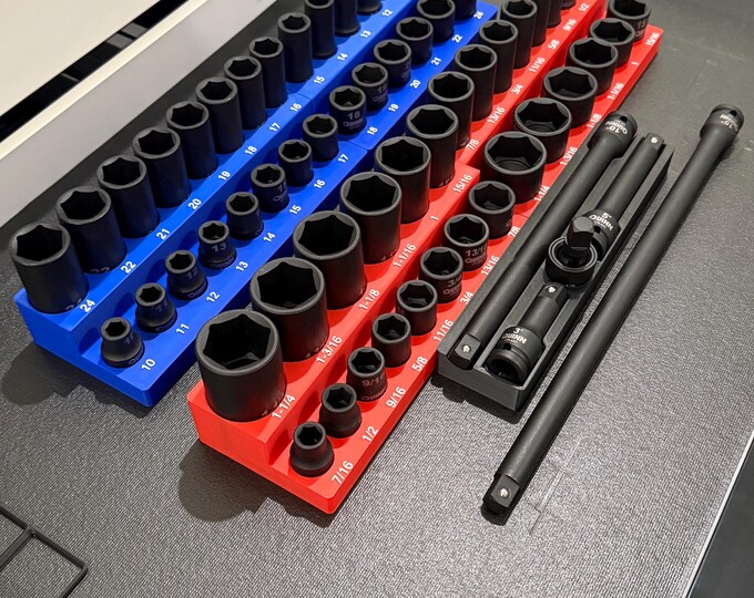 Chrome Socket Racks 1/2 Drive Socket Trays NO SKIPS 3/8in - 1-1/2in & 10mm - 38mm ...