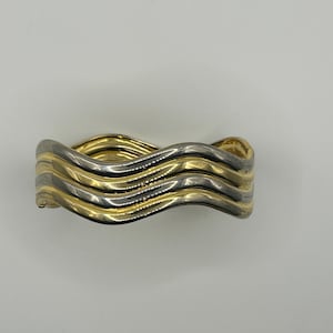 Vintage Wavy 2-Toned, Gold & Silver, Wavy Clamp Bangle Bracelet
