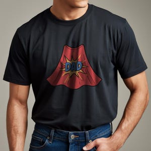 Koszulka Custom Comfort Colors Super Dad, koszulka Comic Book Hero Dad, zabawna koszulka z peleryną Superhero, prezent na Dzień Ojca, odważna koszulka graficzna dla taty