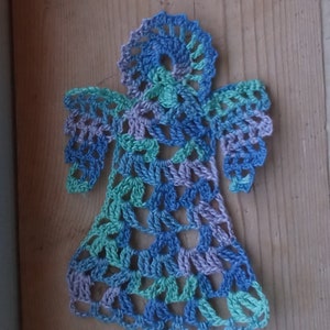 Blue, green & light purple angel doily