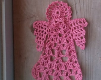 Angel Bookmark, Coral, Crochet Doily, Ornament, Decoration, Cherub