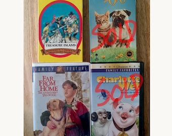 Vintage Kids Movie VHS,  Treasure Island, Far From Home , Classic Children's Movies
