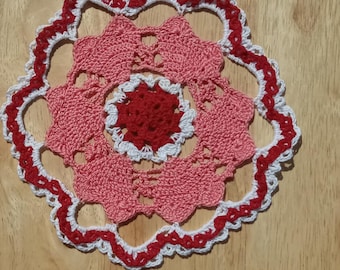 Circle Of Hearts Doily, Valentine's Day, Pink And Red,  Love Decoration