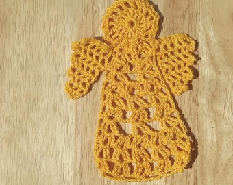 Gold  Angel Doily, Bookmark, Ornament, Decoration, Crochet Cherub