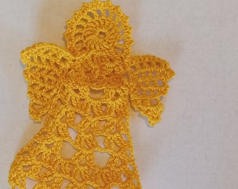 Gold Angel Bookmark, Crochet Doily, Ornament, Decoration, Cherub