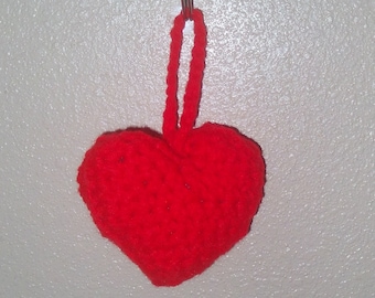 Red Heart Ornament, Valentine's Day, Plush Heart, Hanging Decoration