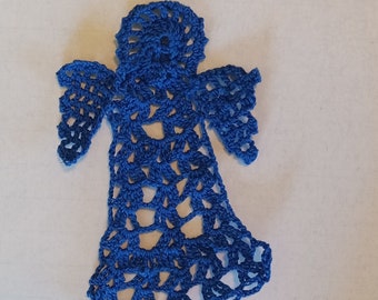 Blue Angel Bookmark, Crochet Doily, Ornament, Decoration, Cherub