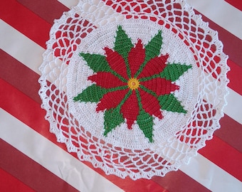 Poinsettia Doily, Christmas Decor, Holiday Table Decoration