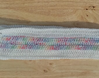 Rainbow Crochet Skinny Scarf, Lightweight Fashion Wrap, Decorative Accessory