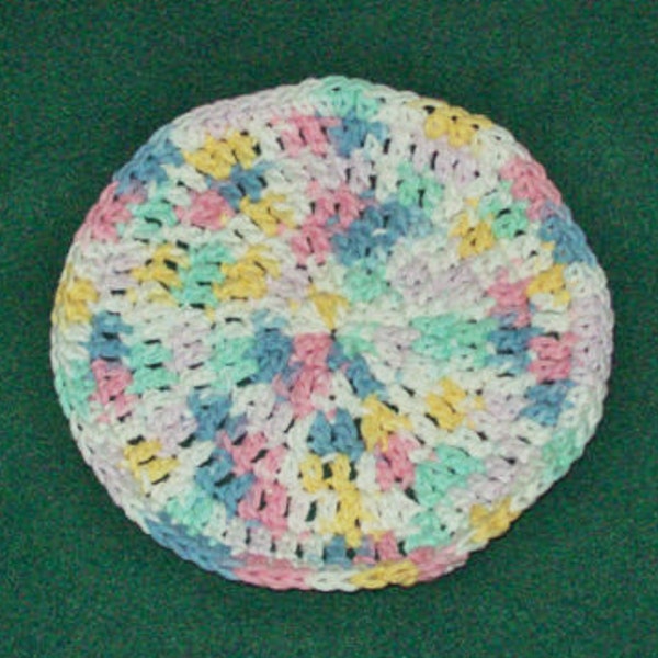 Small Round Cotton Dishcloth, Washcloth, Pastel Color, Crochet Dishcloth