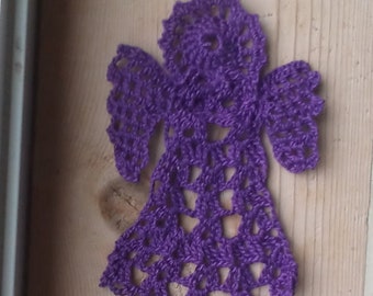 Purple Angel Bookmark, Crochet Doily, Ornament, Decoration, Cherub