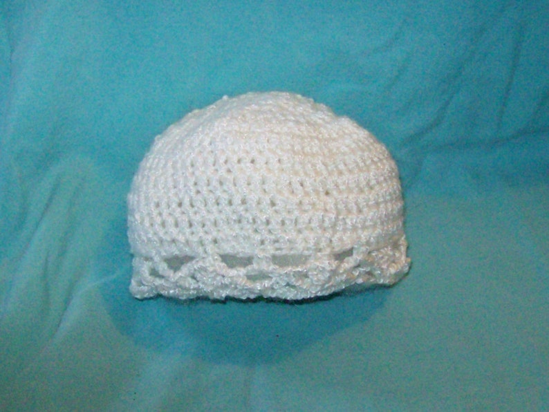 Baby Hat With Scalloped Edging White Color Crochet Hat Baby image 0