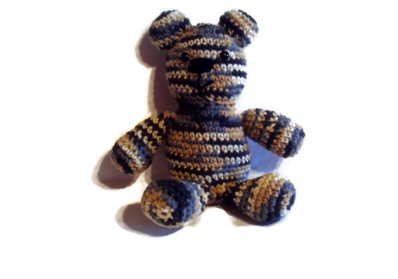 Teddy Bear Multi Colored Stripes Eight Inches Crochet Cub image 0