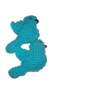 Turquoise Turtle Doves,  Set Of Two, Christmas Tree Ornaments, Crochet Birds