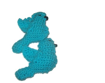 Turquoise Turtle Doves,  Set Of Two, Christmas Tree Ornaments, Crochet Birds