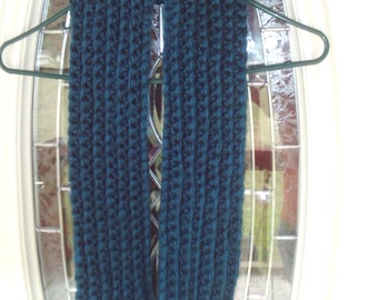 Chunky Crochet Scarf: Peacock Blue Green Winter Neckwear