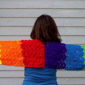 Rainbow Wrap, Women's Fashion Accessory , Prayer Shawl , Crochet Scarf image 2