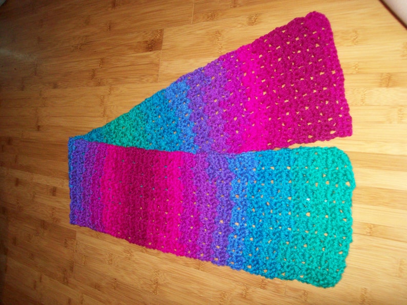 Short Multi Colored Scarf Blended Bright Colors Crochet Wrap image 0