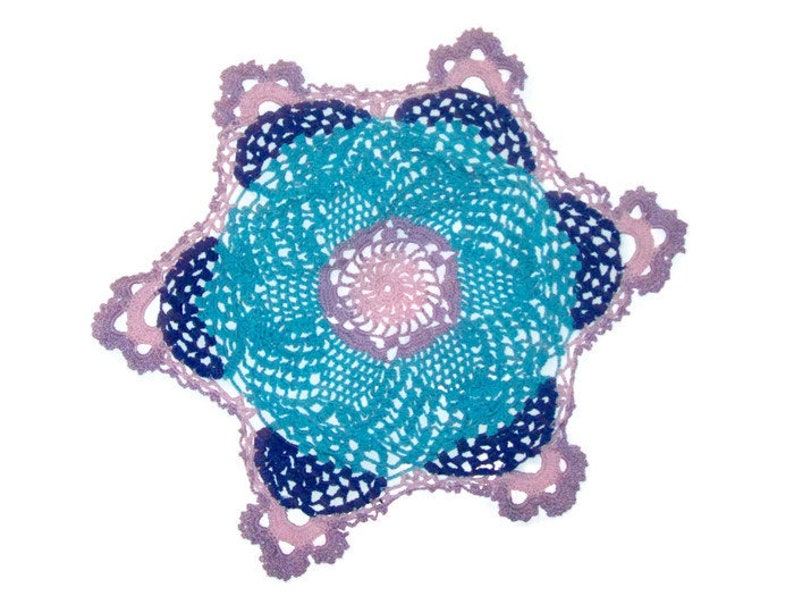 Star Doily Table Mat Six Points Crochet Centerpiece Home image 0