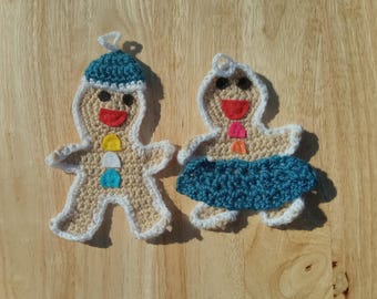 Crochet Gingerbread Ornaments, Whimsical Christmas Gift Set
