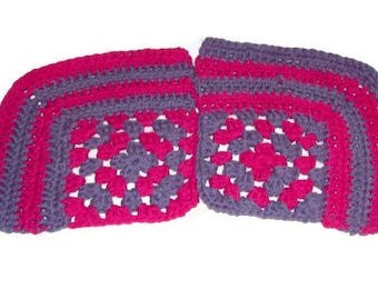 Granny Square Cotton Dishcloth, Washcloth, Set of Two, Hot Pink, Light Purple, Kitchen Set