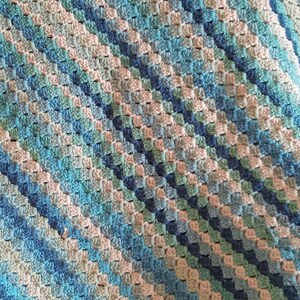 Corner To Corner Blanket, Earth tones, Crochet Throw Afghan