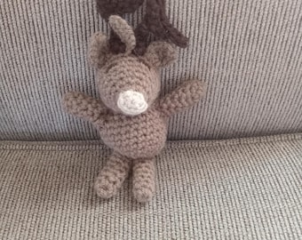 Crochet Reindeer  Ornament , Stuffed Animal, Christmas Tree Decoration, Holiday Decor