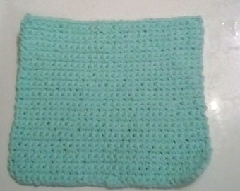 Mint Dishcloth, Reusable Crochet Cotton Washcloth, Green Color