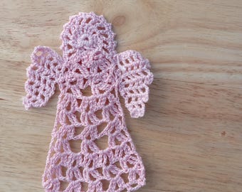 Shades of Pink Angel Doily, Bookmark, Ornament, Decoration,   Crochet Cherub