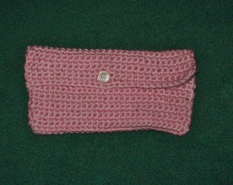 Crochet Buttoned Clutch, Makeup Bag, Coupon Holder, Purse