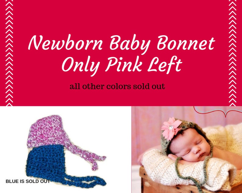 Newborn Baby Bonnet Easter Bonnet Pink Furry Baby Hat Great image 0