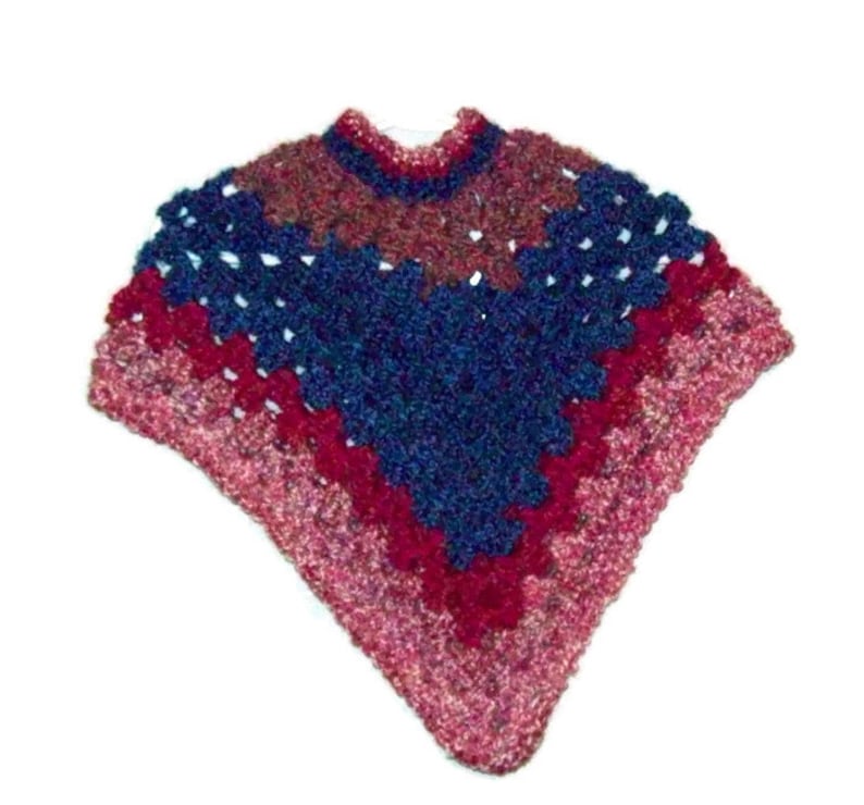 Girls Crochet Poncho  Size 2  To 3 Years Multi-colored Kids image 0