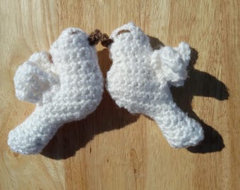 Two Turtle Doves, Christmas Tree Ornaments, Crochet Birds