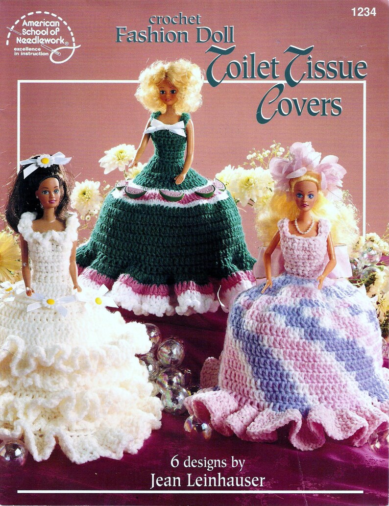 Crochet Fashion Doll Toilet Tissue Covers Crochet Pattern Etsy
