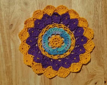 Springtime Blossoms Doily, Crochet Flower, Easter Table Centerpiece, Home Decor