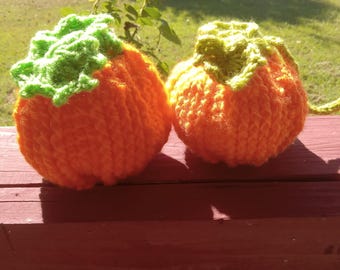 Handmade Crochet Textured Pumpkin Pouch, Orange Fall Goodie Bag, Halloween Candy Pouch