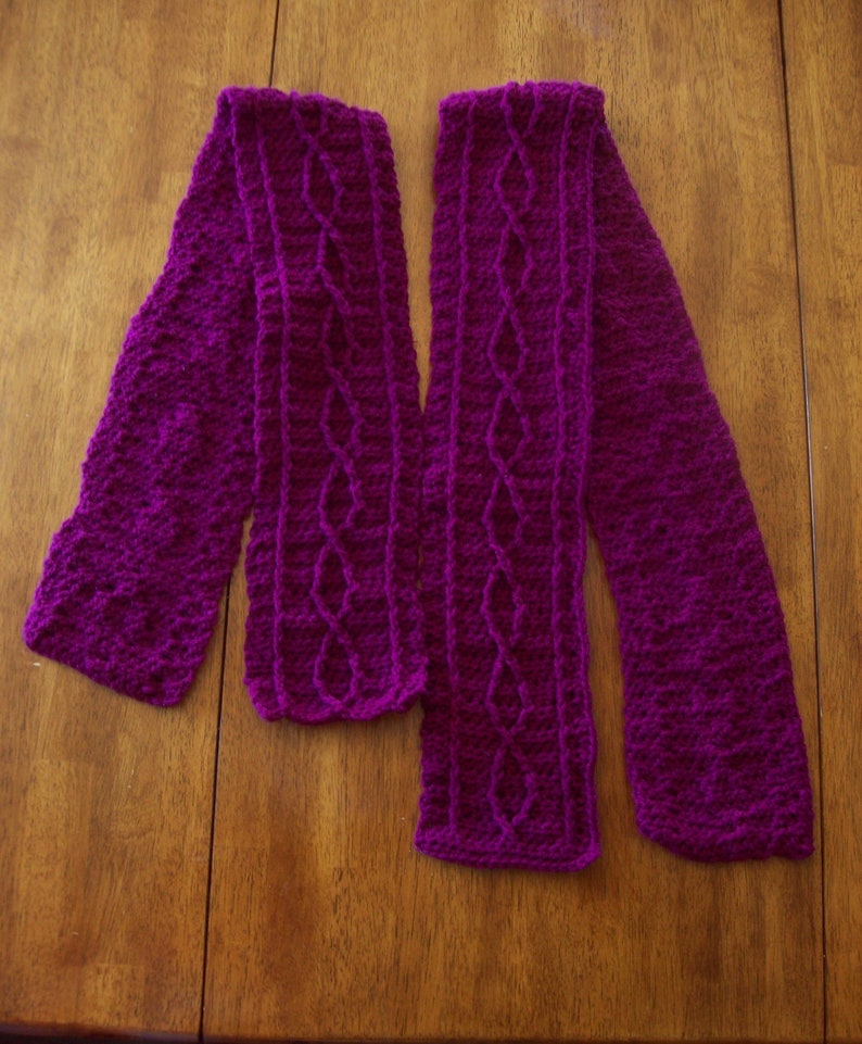 Crochet Scarf Cable Knit Design Choose 41 Inch Or 52.5 Inch image 0