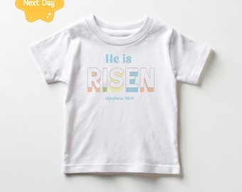 He Is Risen Toddler Shirt - Easter Kids Tee - He is Risen Matthew 28:6 - Christian Toddler Tee