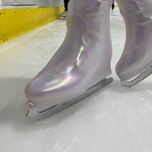 Light pink rainbow pearl adult ice skate roller skate boot covers