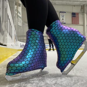 Purple Shift Dragon Scales vuxenpjäxskydd för is- och rullskridskoåkning, valfritt isolerande fleecefoder