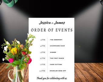 Order of Events Sign, Minimalist Order of Events Sign, Wedding Order of Events Poster, Wedding Timeline Template,