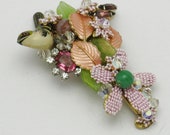 STANLEY HAGLER N.Y.C. Hand Wrapped Beaded Toshikane Bird Brooch Pin