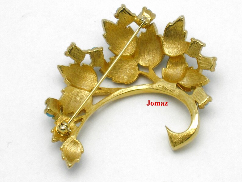 Gorgeous JOMAZ Figural Brooch Metallic Enamel Rhinestone Leaf Pin