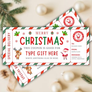 Christmas Coupon, Xmas Coupon, Editable Christmas Gift Certificate, Christmas Voucher Simple Elegant Canva template 007