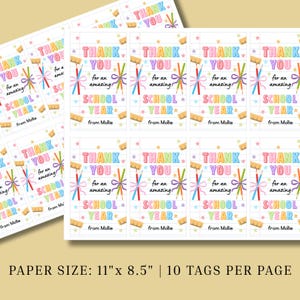 K&ouml;nnte beinhalten: Bl&auml;tter mit farbenfrohen "Danke"-Etiketten f&uuml;r das Schuljahr. Jedes Etikett zeigt Text und Illustrationen von Bleistiften, B&auml;ndern und Sternen. Das Papierformat betr&auml;gt 27,9 cm x 21,6 cm mit 10 Etiketten pro Seite.