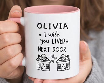 Taza de amistad "Ojalá vivieras al lado" / Taza personalizada "Te extraño"